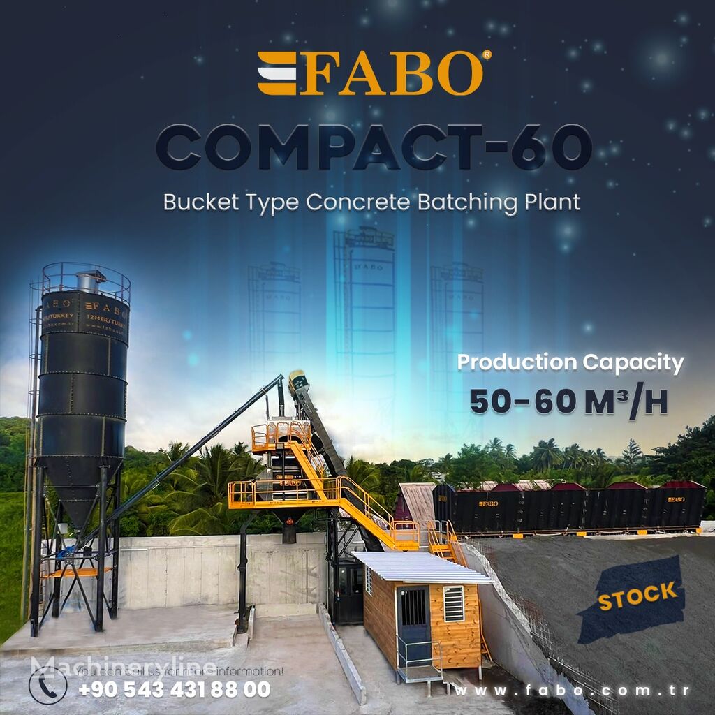 ny FABO CENTRALE À BÉTON COMPACTE À GODET 60 M3/H | STOCK betonfabrik